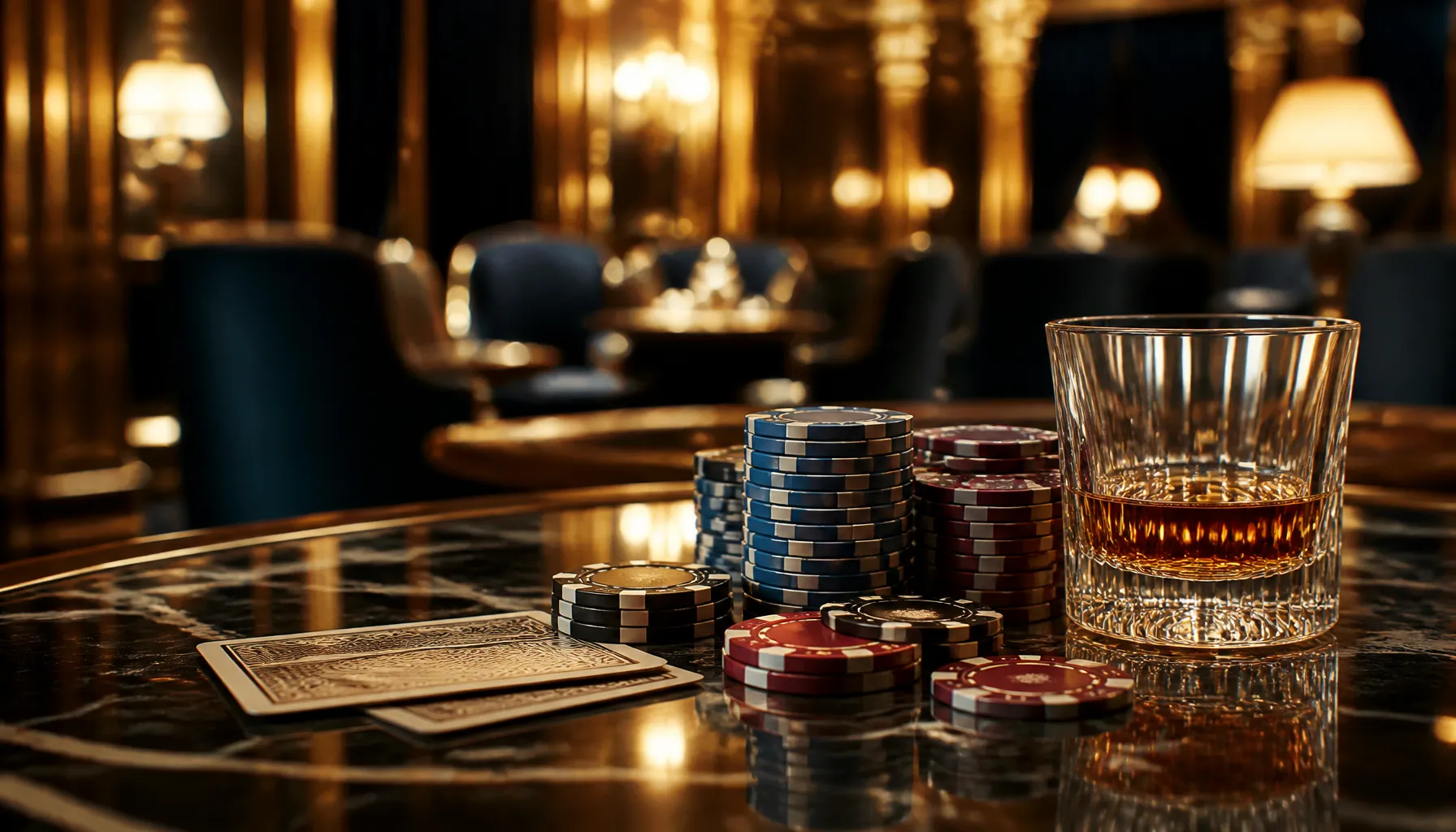 Ornate golden treasure chest overflowing with jewels and coins, cinematic jewel-tone lighting, luxury casino lifestyle